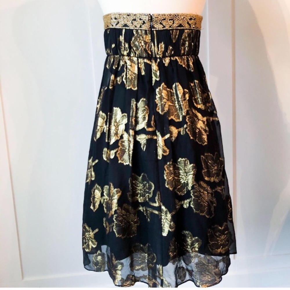 Cache Beaded Floral Sheer Overlay Strapless Dress - Picture 4 of 8